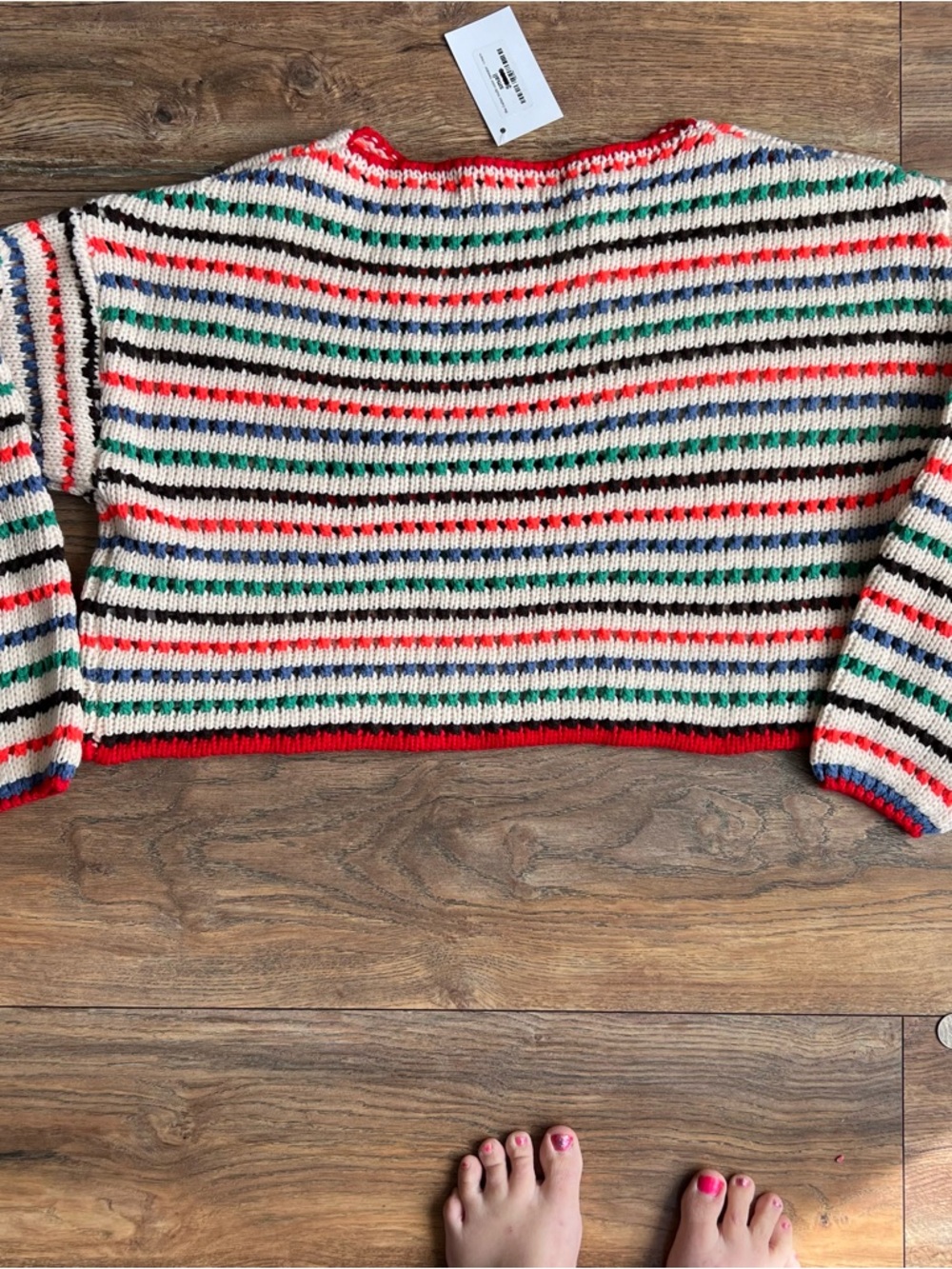 HYFVE Multicolor Striped Cropped Crewneck Sweater